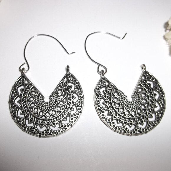 Silver Boho Hoop Earring Bohemian Style Woman Girl Fashion Jewelry Set Pair D217 - Picture 3 of 5
